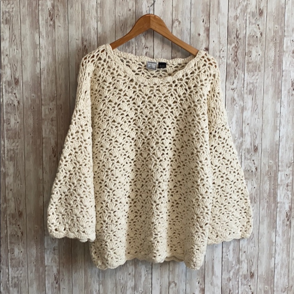 Vintage Paul et Duffier cream crochet knit sweater